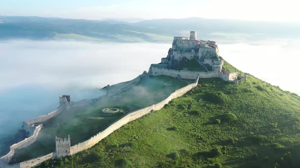 Aerial view of Spissky Castle in Spisske Podhradie, Slovakia alt