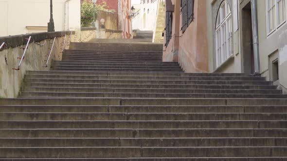 Staircase in an Empty Street in Prague, Czech Republic During the Coronavirus Pandemic alt