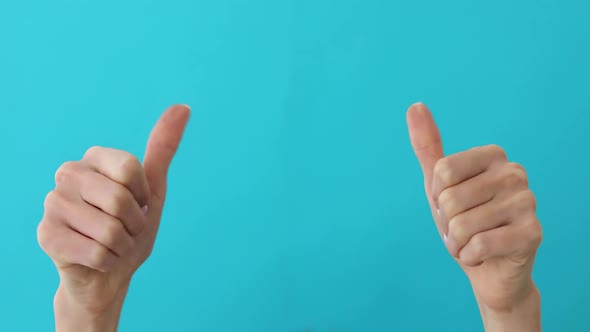 Woman Hands Pointing on Copyspace alt