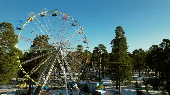 Empty Ferris Wheel in the Park in Winter