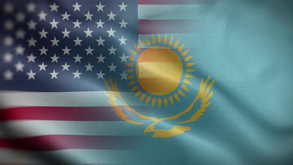 USA Kazakhstan Flag Loop Background 4K