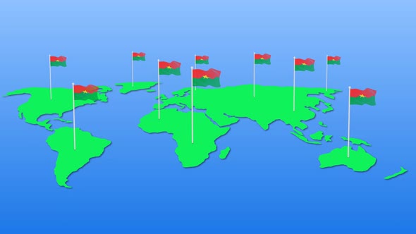 Flag Of Burkina Faso Around The World Flying Wave Animation alt