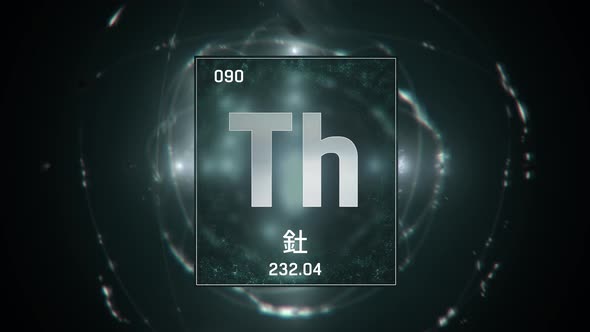Thorium as Element 90 of the Periodic Table on Green Background in Chinese Language
