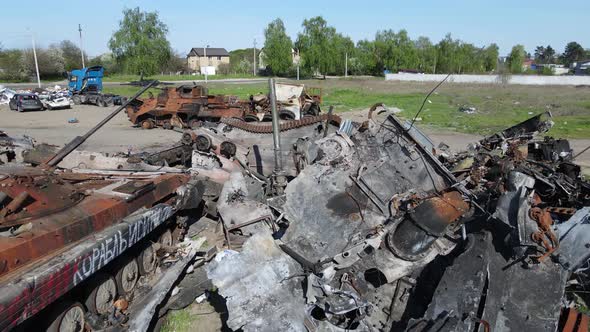 War in Ukraine  Destroyed Military Hardware in Bucha alt