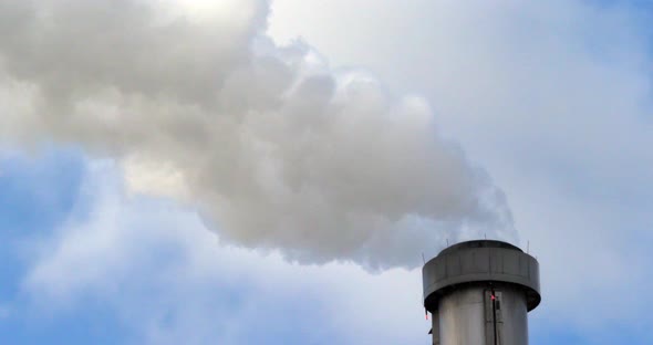 Steam of Water coming out of the Chimney of an Incinerator, Near Paris, Slow motion 4K alt