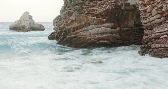 Stormy Sea Near Rocky Coast