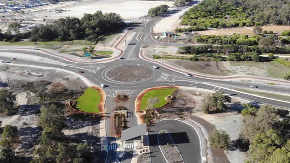 Aerial View of a Quiet Roundabout in Australia