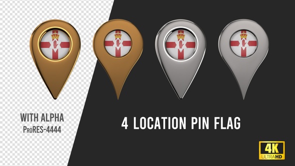 North Ireland Flag Location Pins Silver And Gold alt