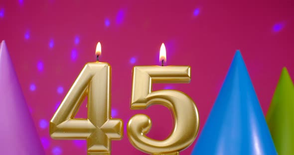 Burning Birthday Cake Candle Number 45