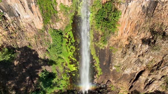 Waterfall at scenic  gorge canyons formation. Rural landscape. alt