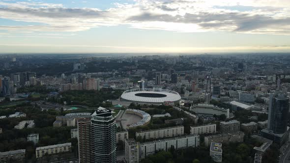 Aerial Shot The City Kyiv. Stadium alt
