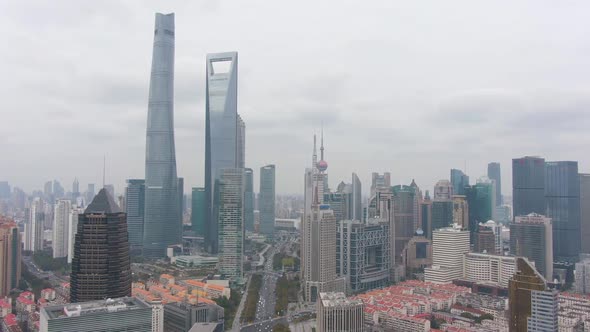 Shanghai Skyline in Cloudy Day. Lujiazui District alt