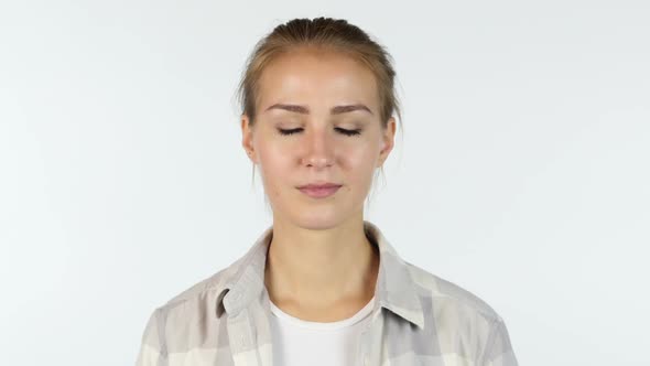 Portrait Of Young Female Student , White Background alt