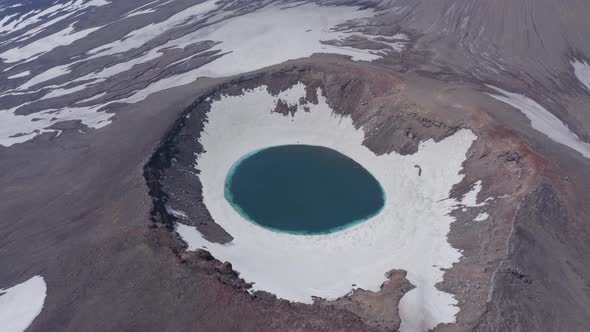 The Blue Lake in the Crater of Gorely Volcano