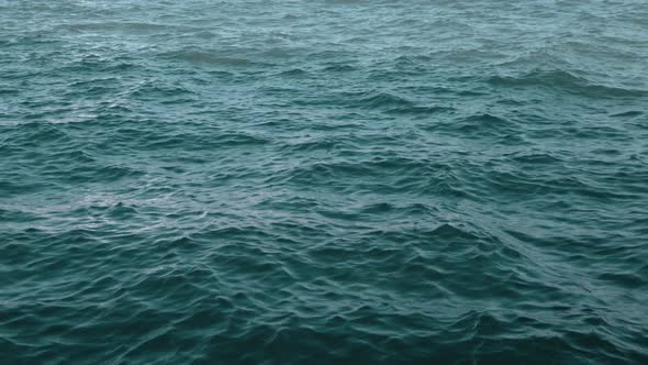 View motion dark blue waves on water