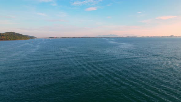 4K Aerial view of drone move on beautiful sea alt