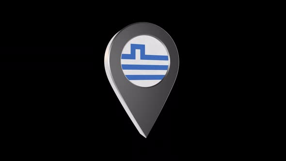 3d Animation Map Navigation Pointer With Flag Of Podgorica (Montenegro) With Alpha Channel - 2K alt