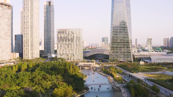 4K Aerial Drone Footage View of Central Park in Songdo alt