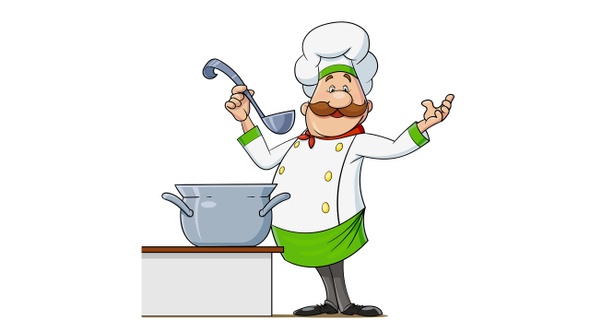 Cook with moustache and spoon. Cartoon character by Aleksangel | VideoHive