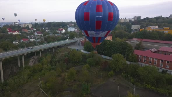 Ukraine October 3, 2020, Kamyanets Podolsk Balloon Festival, Morning Launch. Cloudiness