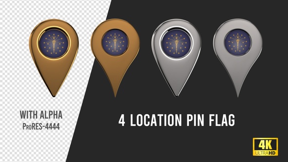 Indiana State Flag Location Pins Silver And Gold alt