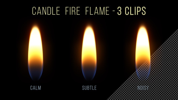 Transparent Candle Fire Flame - 3 Clips - HD