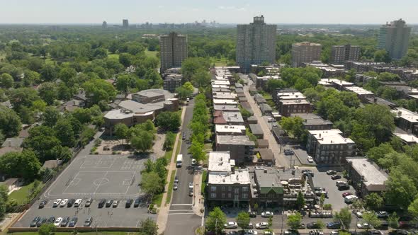 Aerial Pan Of Demun Neighborhood In St. Louis, Missouri On A Beautiful 