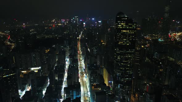 Aerial view of residential district in Hong Kong downtown. alt