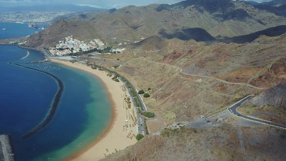 Tenerife Playa de Las Teresitas Beach Aerial View alt
