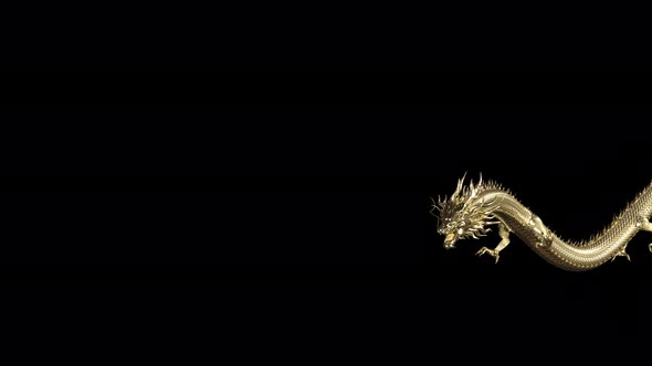 Gold chinese dragon move forward