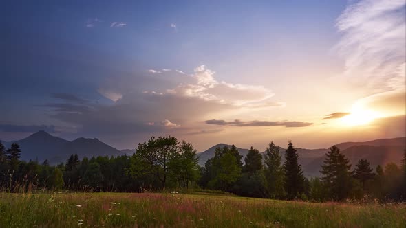 The Setting Sun Behind the Clouds