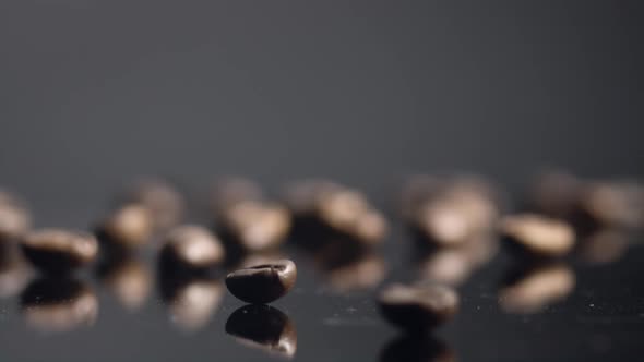 Few Coffee Beans Lying Table Close Up alt