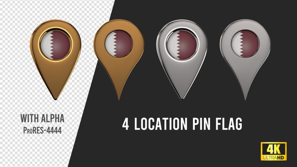 Qatar Flag Location Pins Silver And Gold alt