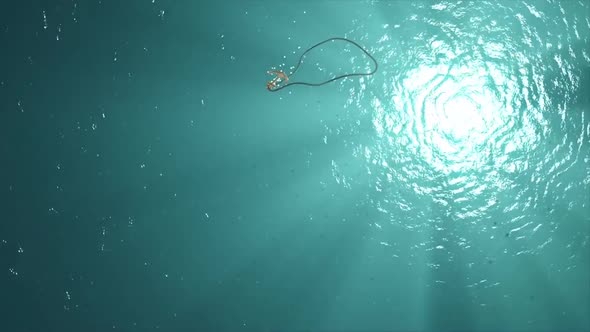 3D Animation. Sinking To The Bottom Of The Sea Cross Pendant