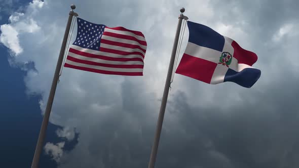 Waving Flags Of The United States And The Dominican Republic 2K alt