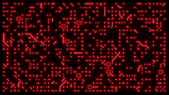 Modern Glowing Red Circuit Animation Motherboard Loop