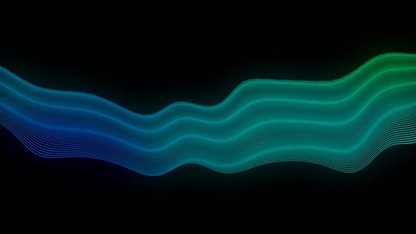 Glowing Green Blue Digital Particle Line Wave Animation alt