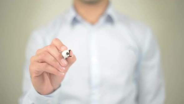 Important, Businessman Writing on Transparent Screen alt