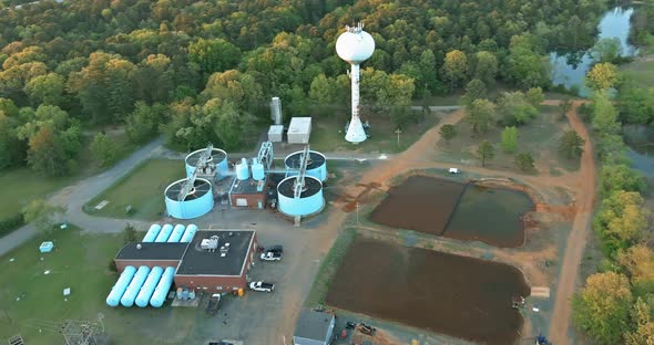 Aerial View of Cleaning Construction for a Sewage Treatment in Systems alt