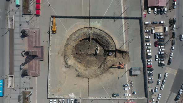 Aerial Footage of the Square of the Soviet Power Fighters alt