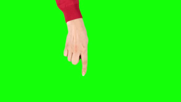 Female Hand in Red Sweater Performing Single Tap and Double Tap Tablet Screen Gesture on Green alt