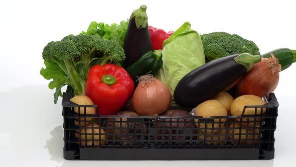 Delivery Box with Assorted Fresh Organic Vegetables Ready for Sale or Charity alt