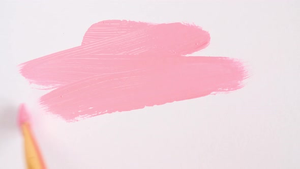 Abstract Brushstrokes of Pink Paint Brush Applied Isolated on a White Background alt