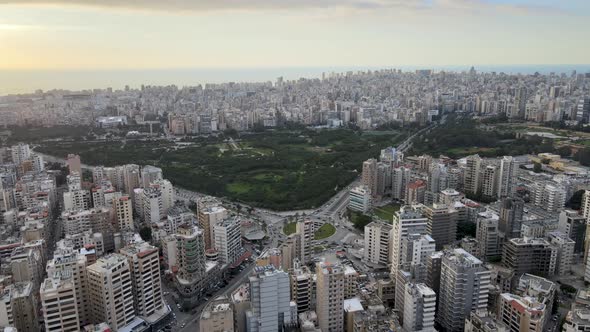 Aerial Drone shot of Beirut