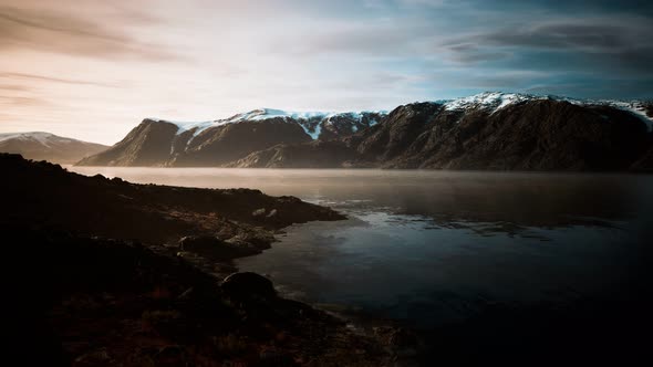 Mountains and Fjords at Norway Landscape alt