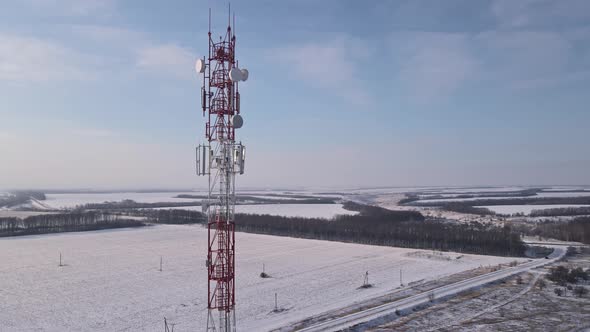 Telecommunication tower 5G, Digital wireless Antenna connection system alt