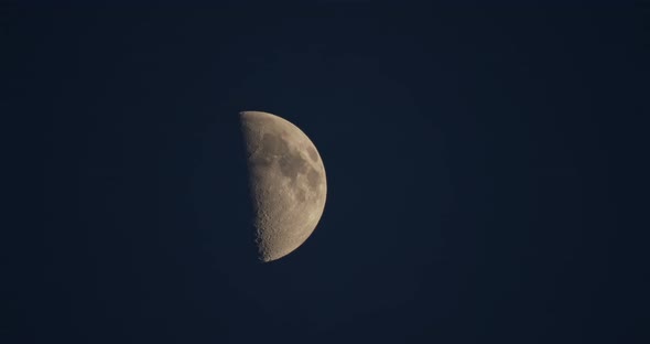 Moon Moving On Deep Blue Sky Time Lapse