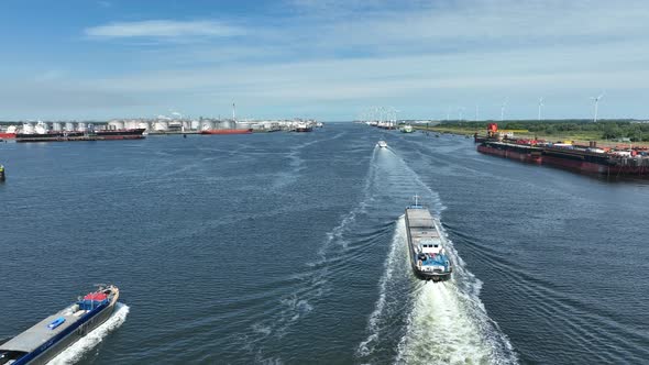 Bulk Carrier Ships in Rotterdam Aerial View alt