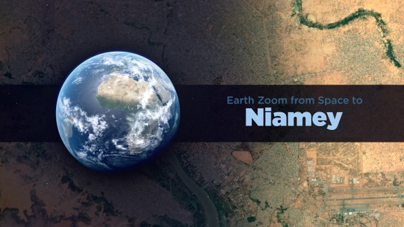 Niamey (Niger) Earth Zoom to the City from Space