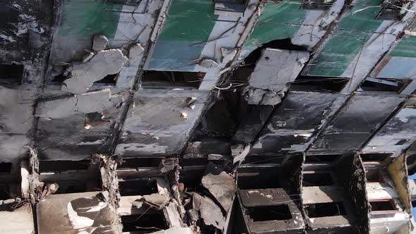 Vertical Video of a Destroyed Building in Borodyanka Ukraine alt